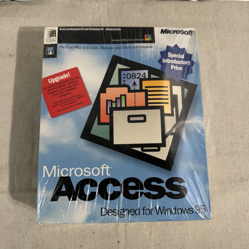 Microsoft Access Windows 95 Sealed New Vintage Floppy Software IBM PC Rare
