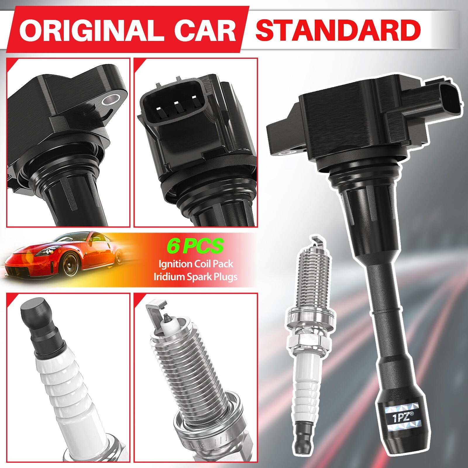 6pcs 22448-JA11C Ignition Coil + Iridium Spark Plug For Infiniti Nissan 3.5L V6