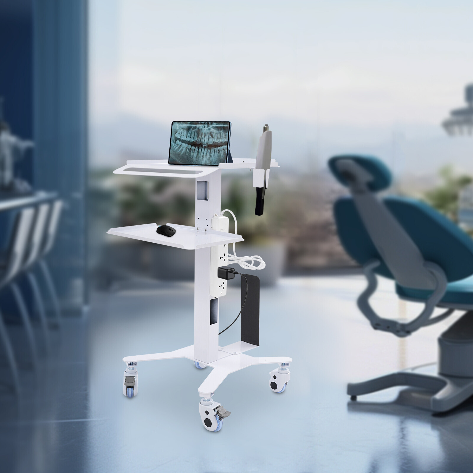 Mobile PC Cart Rolling Computer Workstation Adjustable Hospital Beauty Spa Cart