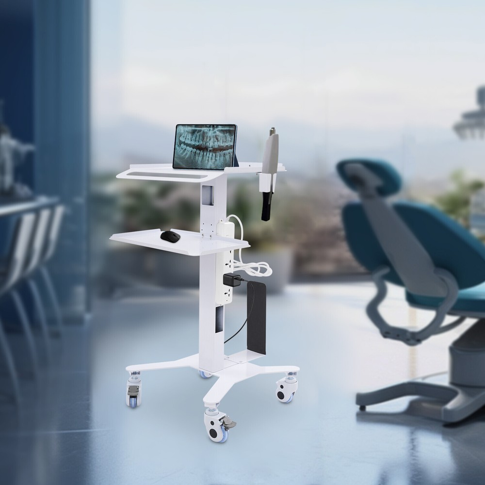 Rolling PC Cart Mobile Computer Workstation Stand Adjustable Beauty Spa Cart