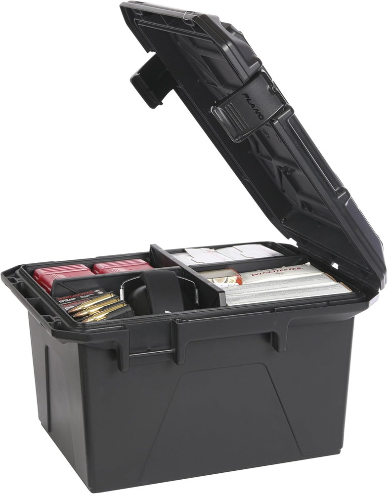 Ammo Crate, Black, Lockable Plastic Ammunition Storage Box, Water-Resistant Prot