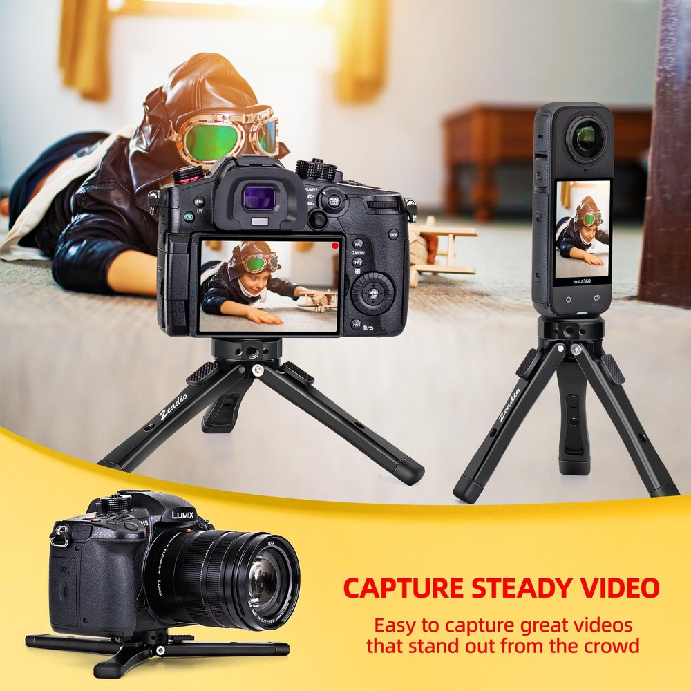 Heavy Duty Mini Metal Tripod Stand - Universal Small Table Tripod for Camera,...