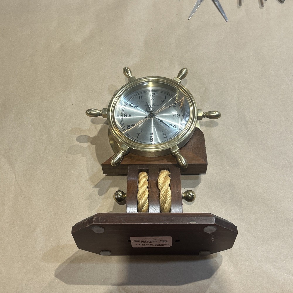 SETH THOMAS MARITIME, SOLID BRASS, SHIP'S TABLE TOP CLOCK Damaged Stand Working