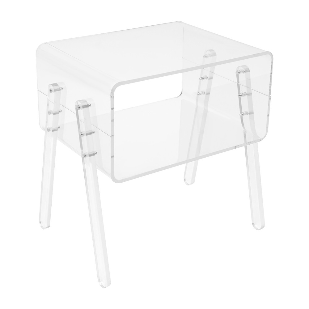 Clear Acrylic Side Table, 2-Tier End Table w/ Open Storage Spaces, Nightstand