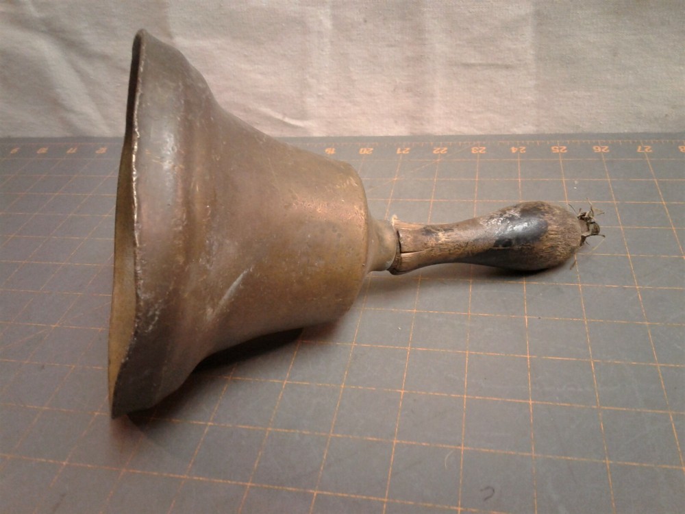 Antique Primitive Brass Hand Held School Bell