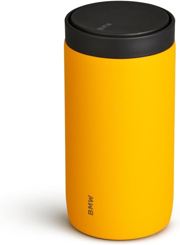 GENUINE BMW Yellow Thermal Cup Travel Mug 80235A87974. Present, Gift, Day. 24C