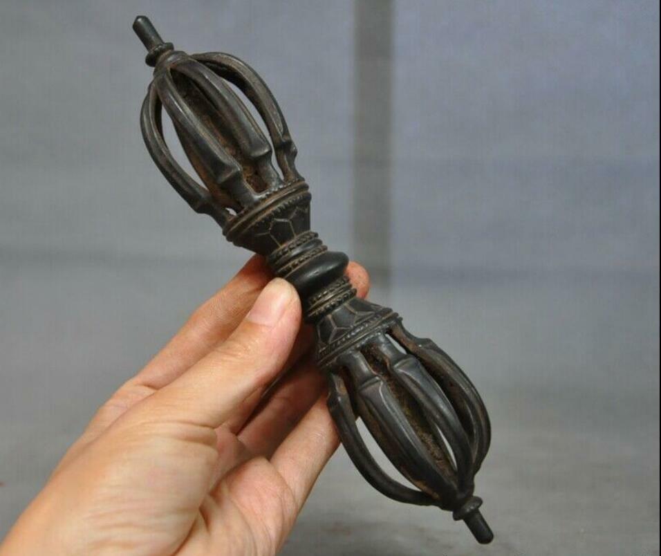 Old Tibet Tantra Buddhism Temple Bronze Exorcism Pray Dorje Vajra Phurpa Dagger