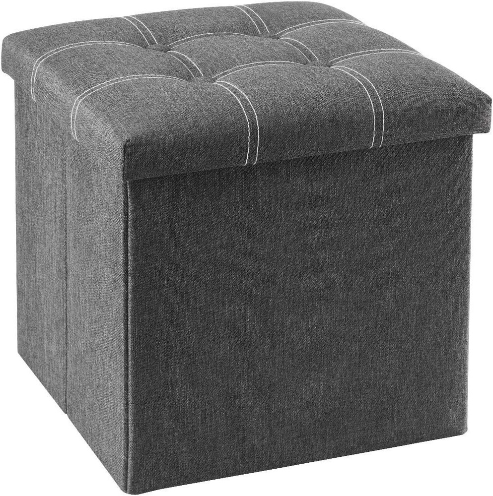 15 inches Storage Ottoman Cube, Foldable Storage Boxes, Padded Seat for Dorm ...