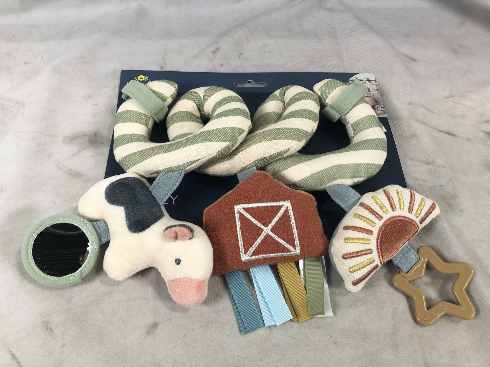 Itzy Ritzy Itzy Bitzy Spiral Farm Baby Toy Mirror Ribbons, Farm