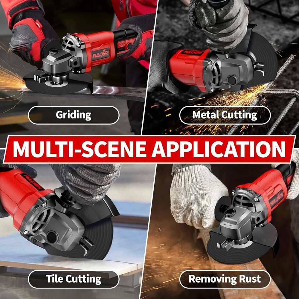 Versatile Cordless Angle Grinder with Cutting Wheels and Battery Indicator