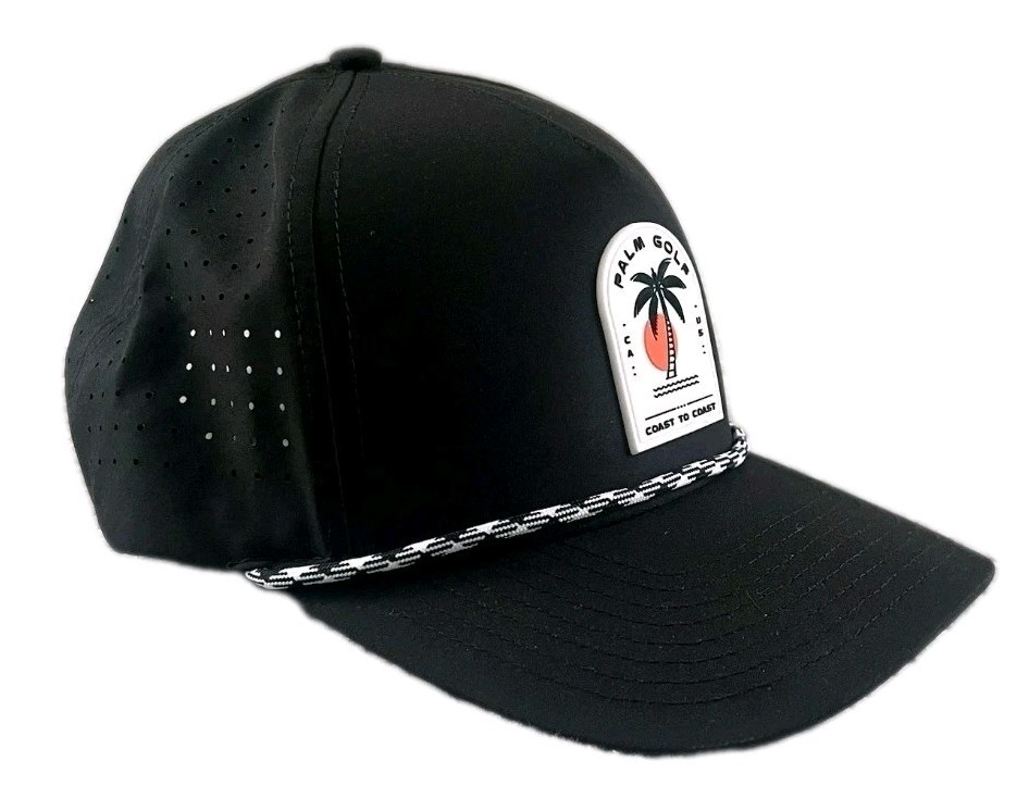 Palm Golf Men's Adjustable Nylon Performance Golf Hat Black