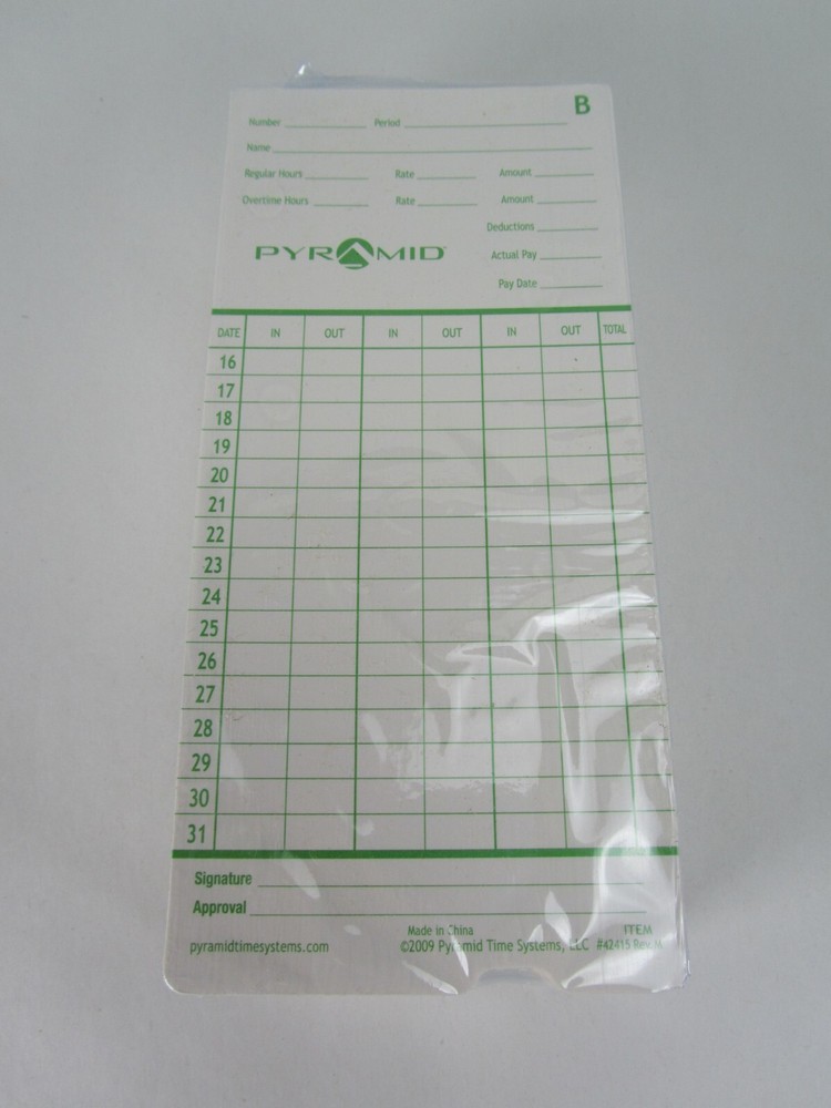 New Pyramid Auto Aligning Time Clock 2500 6 Column with Time Cards & Rack LCD