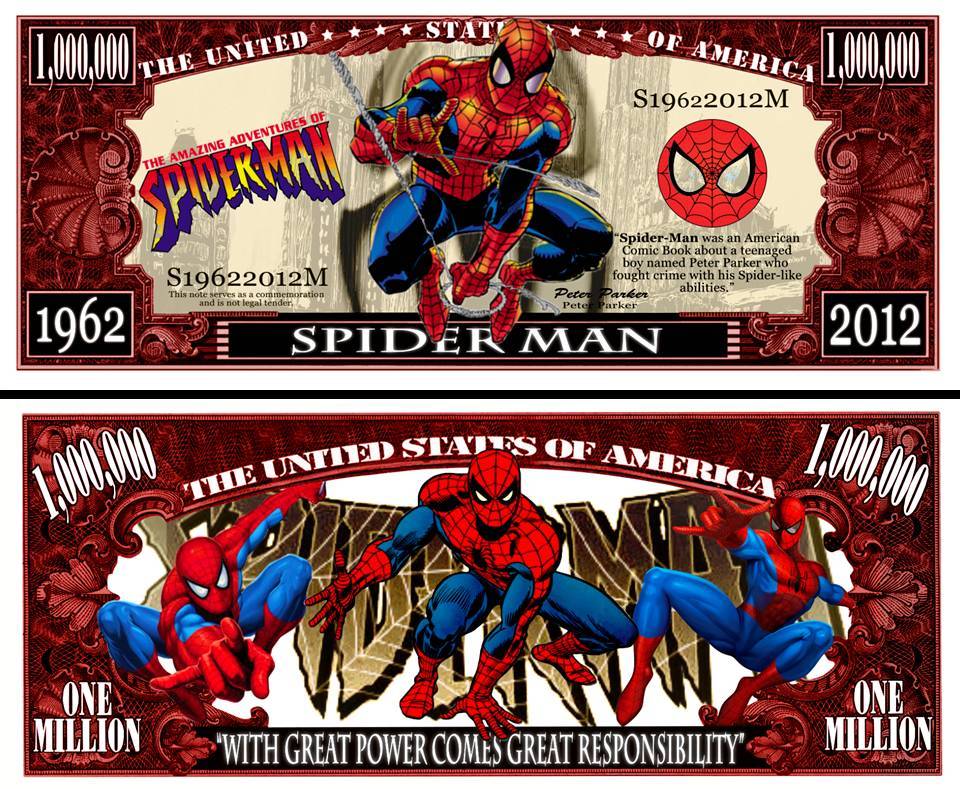 OUR SPIDER MAN COMIC DOLLAR BILL (2 Bills)