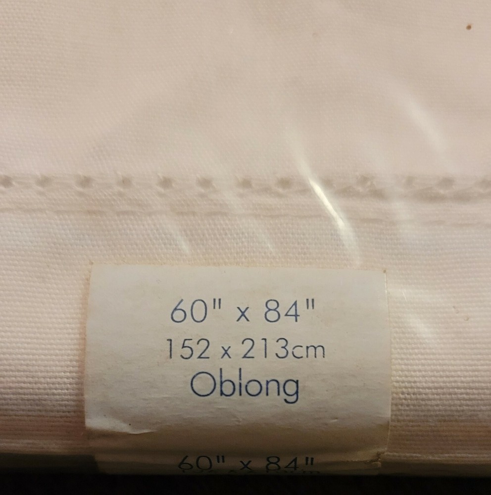 Pavilion Collection Fine Tablecloth Linen Blue White Patchwork Checkered NEW
