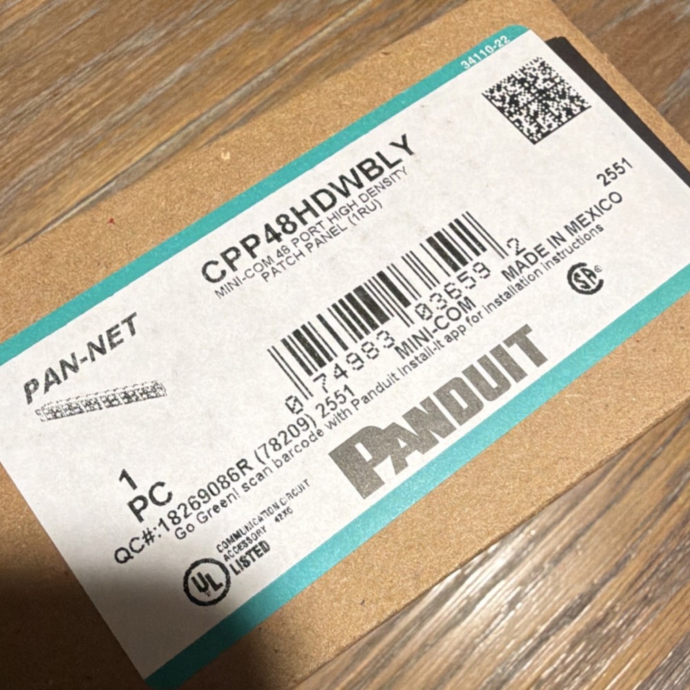 Panduit CPP48HDWBLY Mini-Com 48-Port RJ-45 High Density Patch Panel 1U 19in