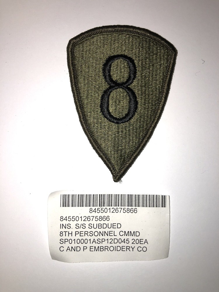 8th Personnel Command Subdued U.S. Army Shoulder Patch Insignia