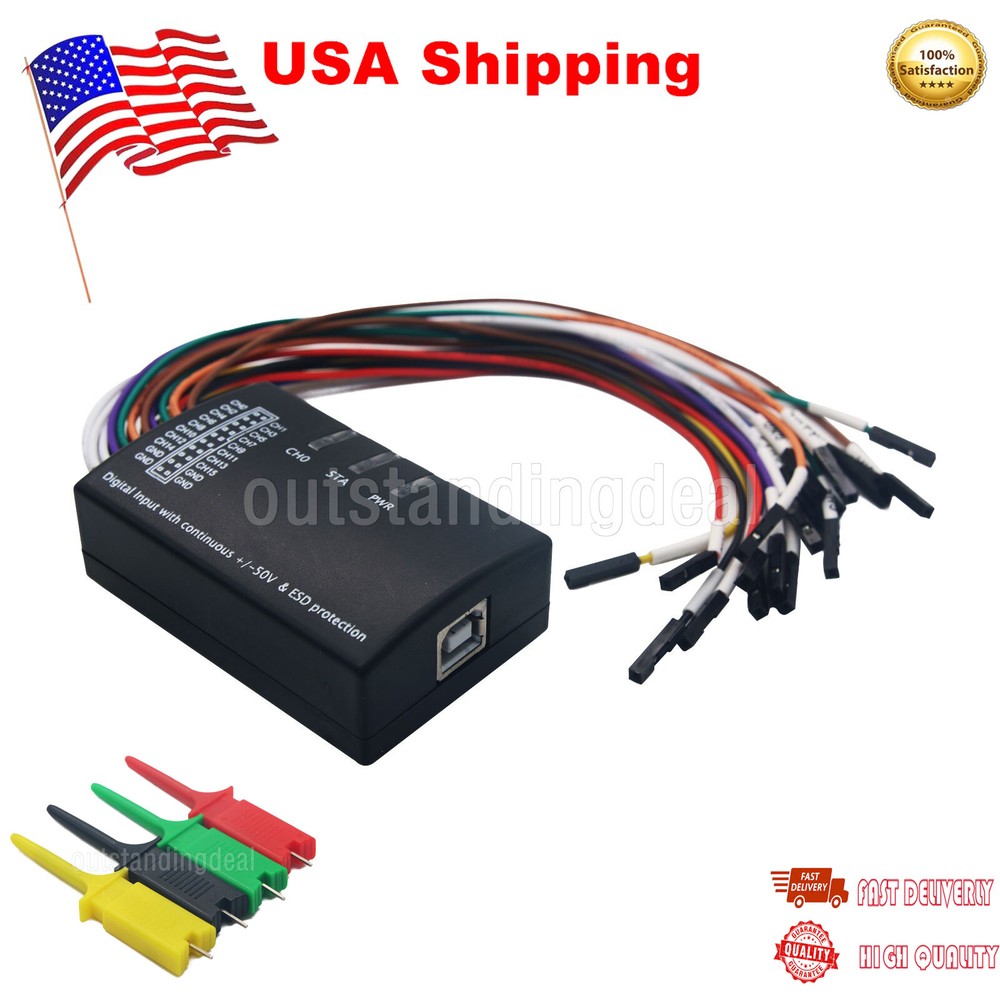 USB Logic Analyzer 100M Max Sample Rate 16CH Version 1.1.34 USA