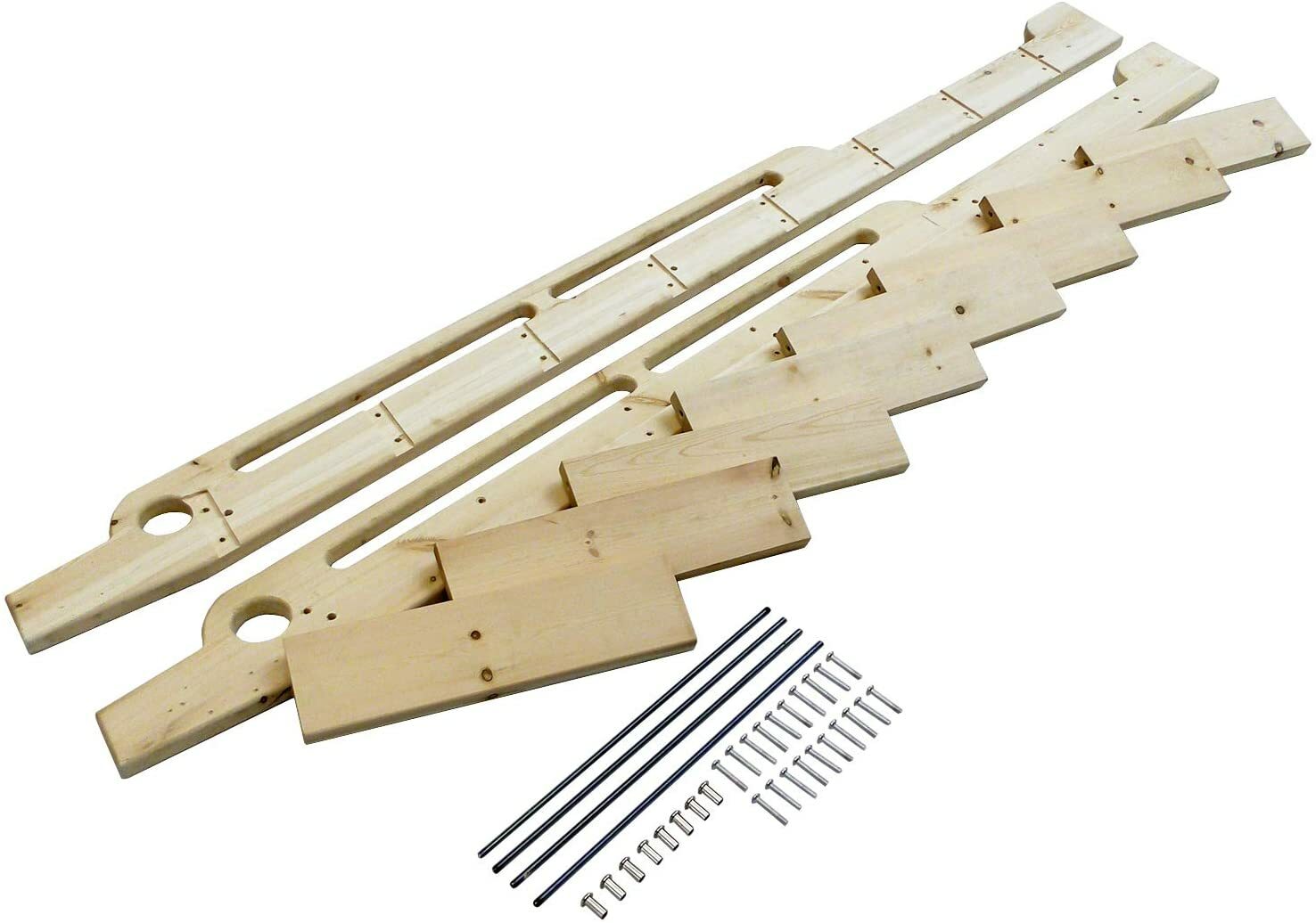 DIYHD Unfinished Rolling Library Wooden Step Ladder with Glab Handle