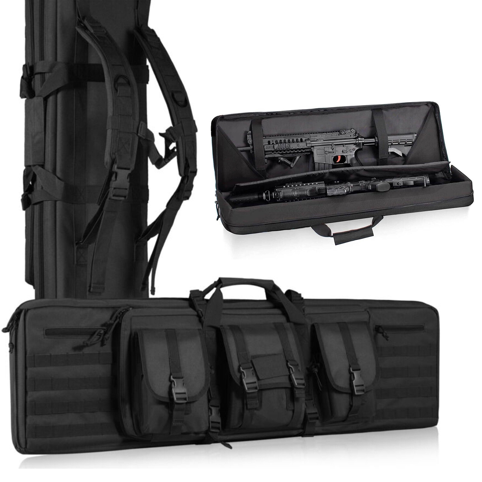 Tactical Rifle Bag Single or Double Case 37-52 Carbine Range Gun Padded Backpack