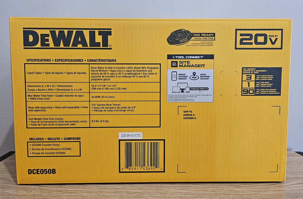 NEW DeWALT 20V MAX Transfer Pump DCE050B