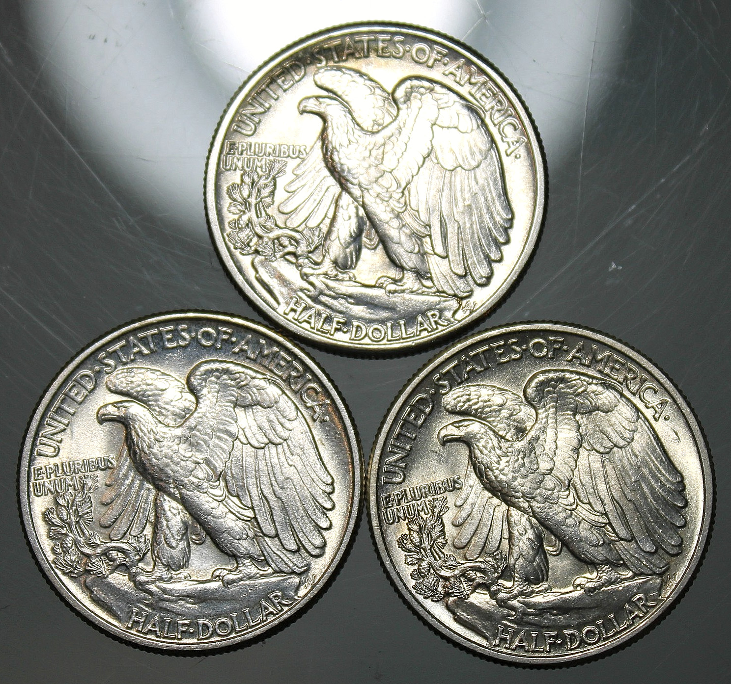 Group of 3, 1941, 1944, & 1945 Walking Liberty Half Dollars - AU/Unc !!