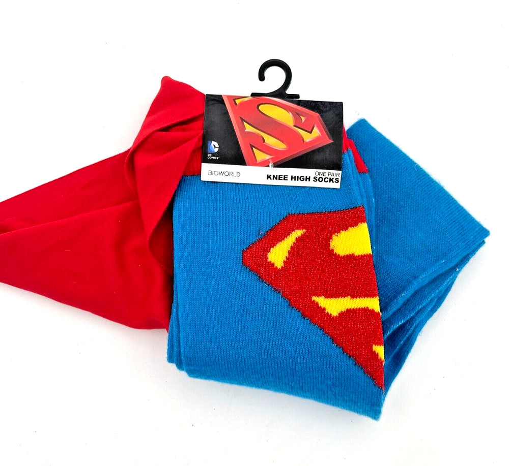 DC Comics Superman Socks Red Cape Knee High Fun NEW
