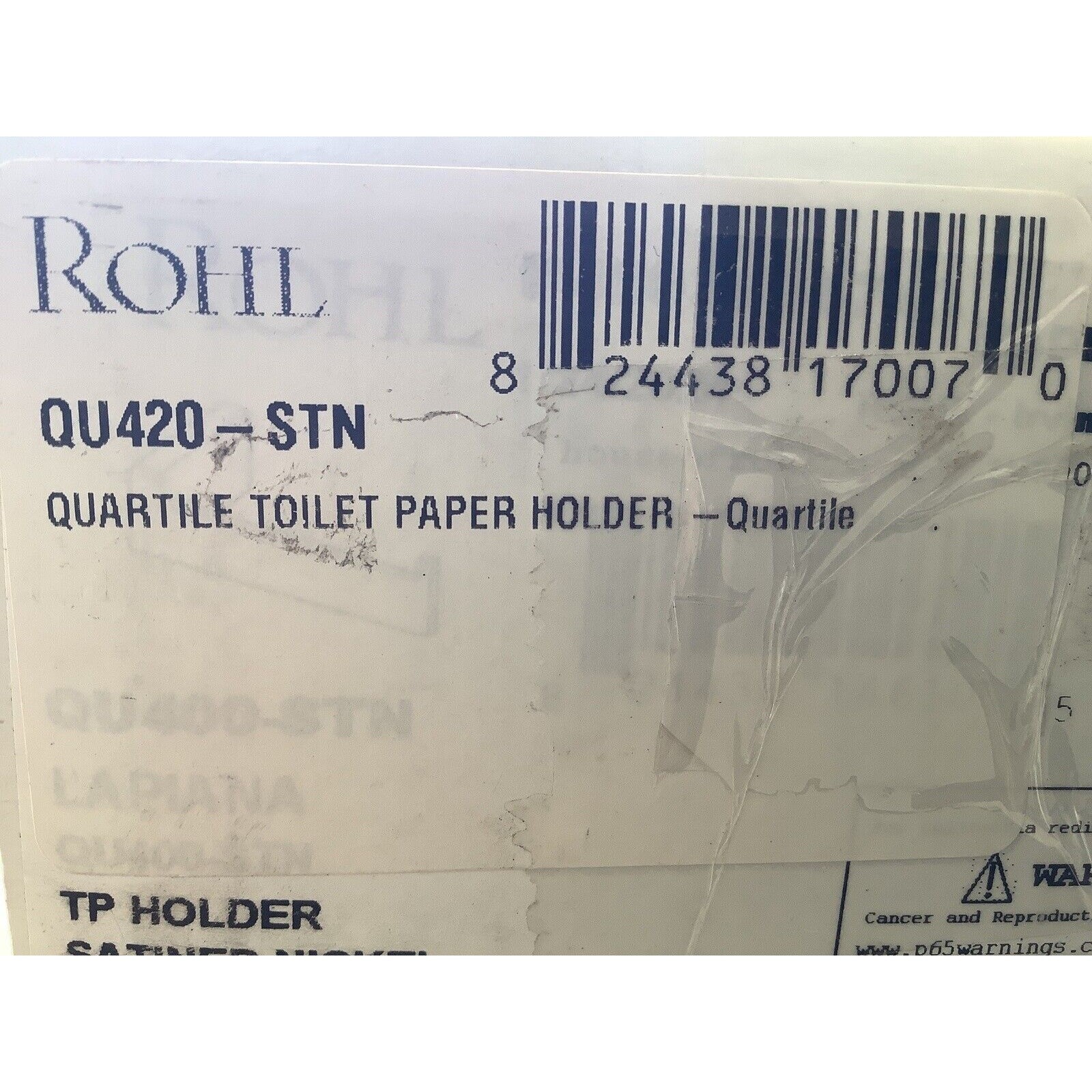 Rohl QU420-STN Quartile Wall Mount Swing Arm Toilet Paper Holder - Satin Nickel