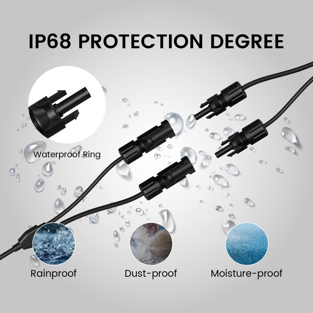Solar Parallel Charging Cable 1-to-2 Y Branch Parallel Wire Plug Tool Kit for...