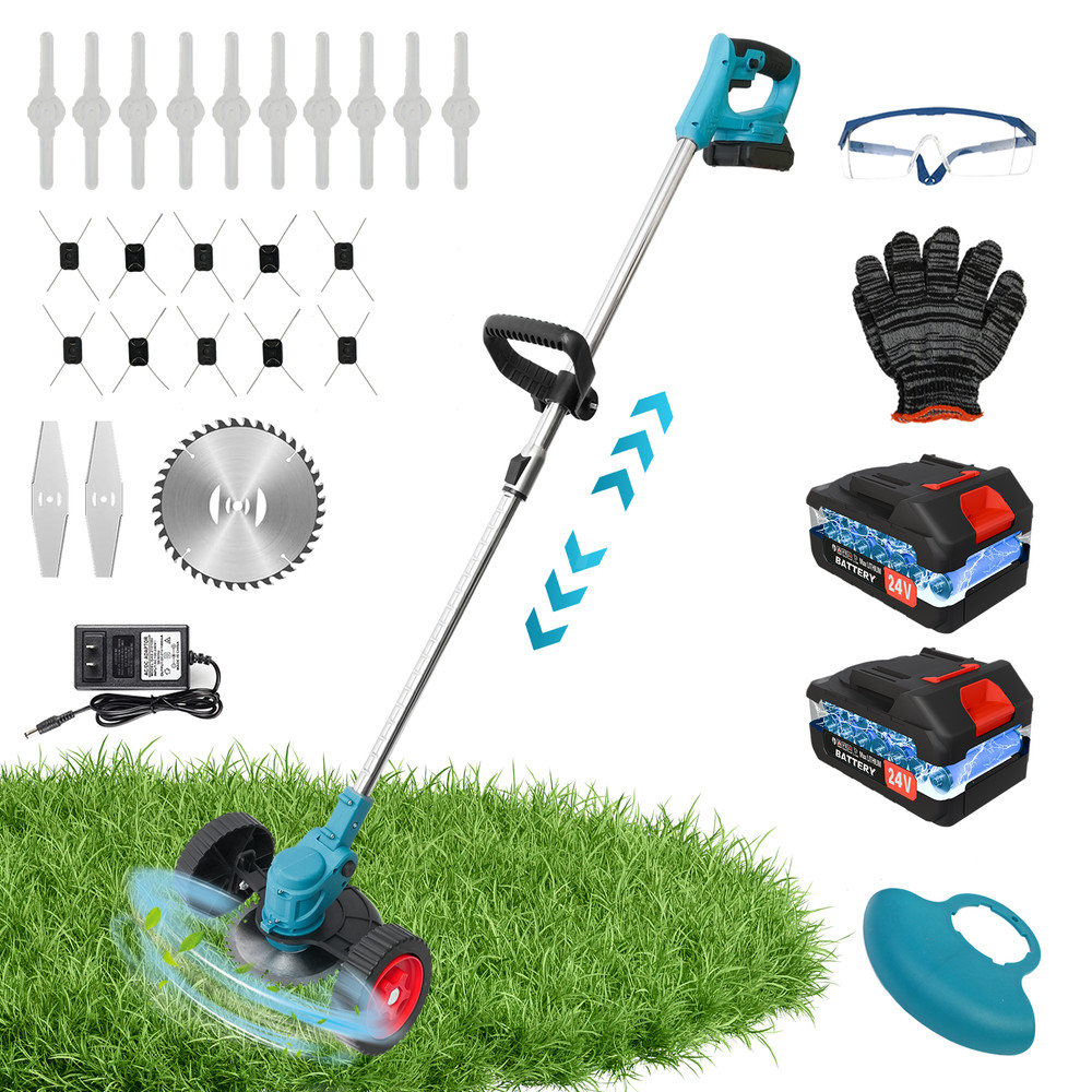Electric Cordless Grass String Trimmer Lawn Edger Weed Eater Wacker + 2 Battery