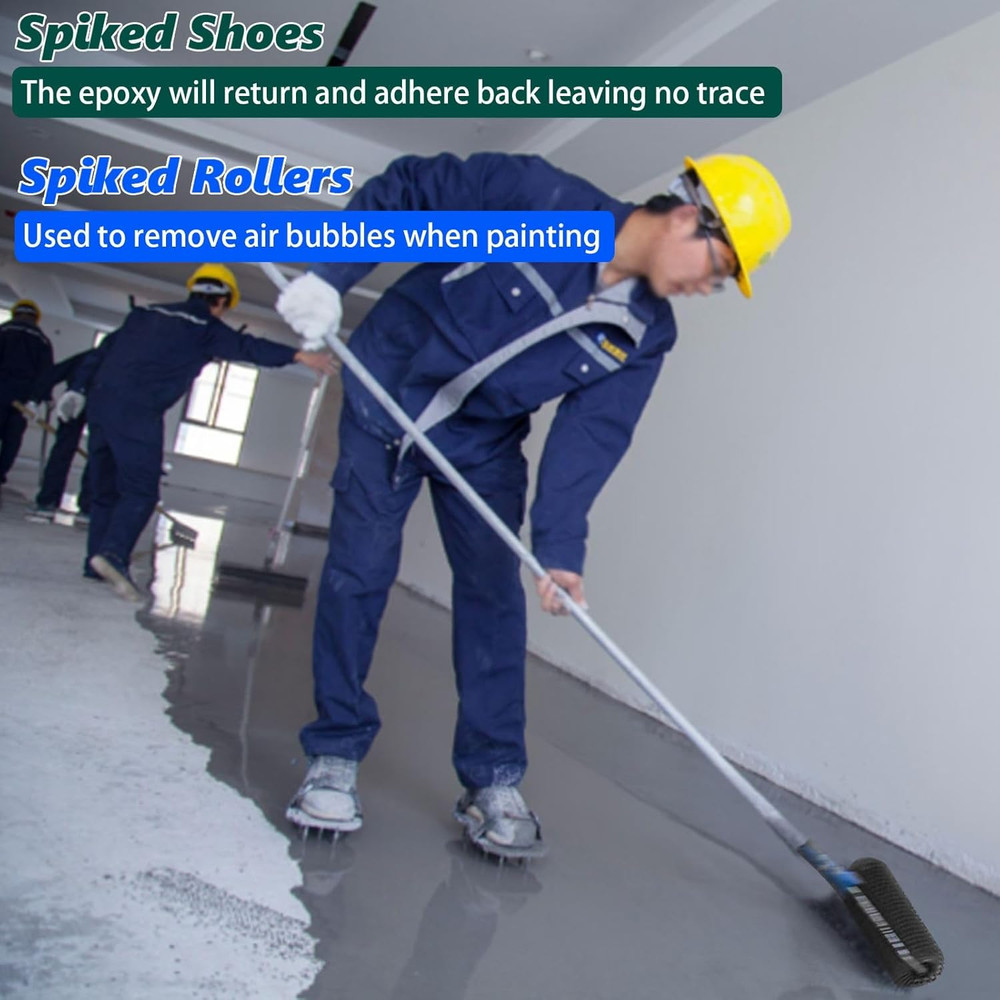 9 Inch Screed Spiked Roller Self Leveling Concrete Roller Epoxy Roller Spike Sho