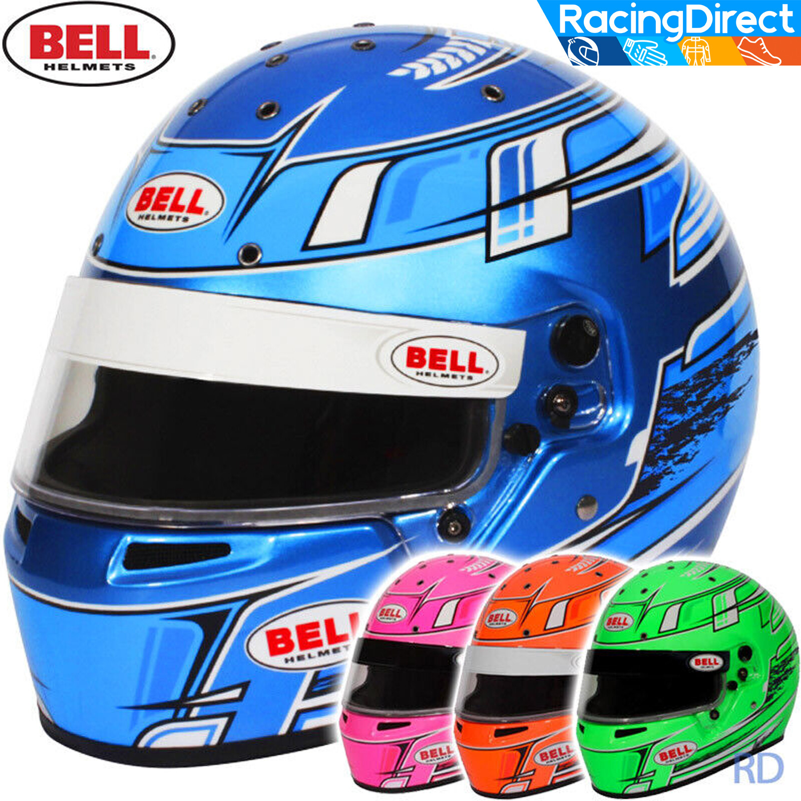 Bell - KC7 CMR2016 Youth Karting Helmet - Champion Blue / Pink / Green / Orange