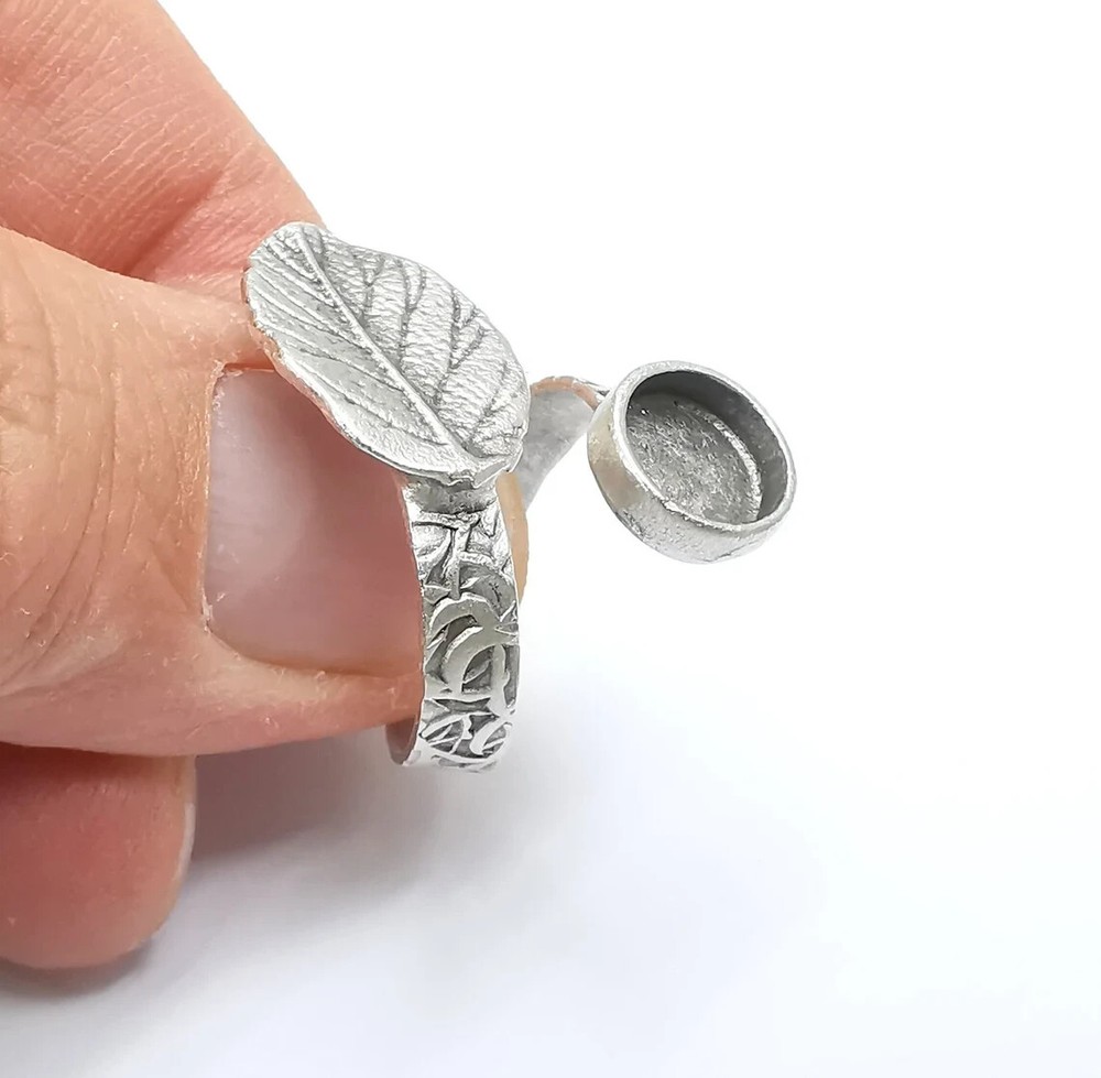 Leaf Ring Setting, Cabochon Blank, Resin Bezel, Round Ring Mounting, Epoxy Frame