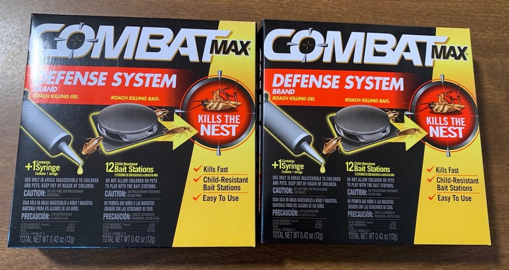 Lot Of 2 Combat Max Roach Gel & Bait Defense System