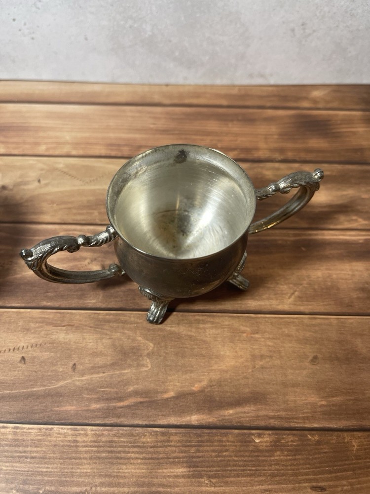 Silver Plated Coffee Tea Set Footed Serving Pot Creamer Sugar Bowl Vintage