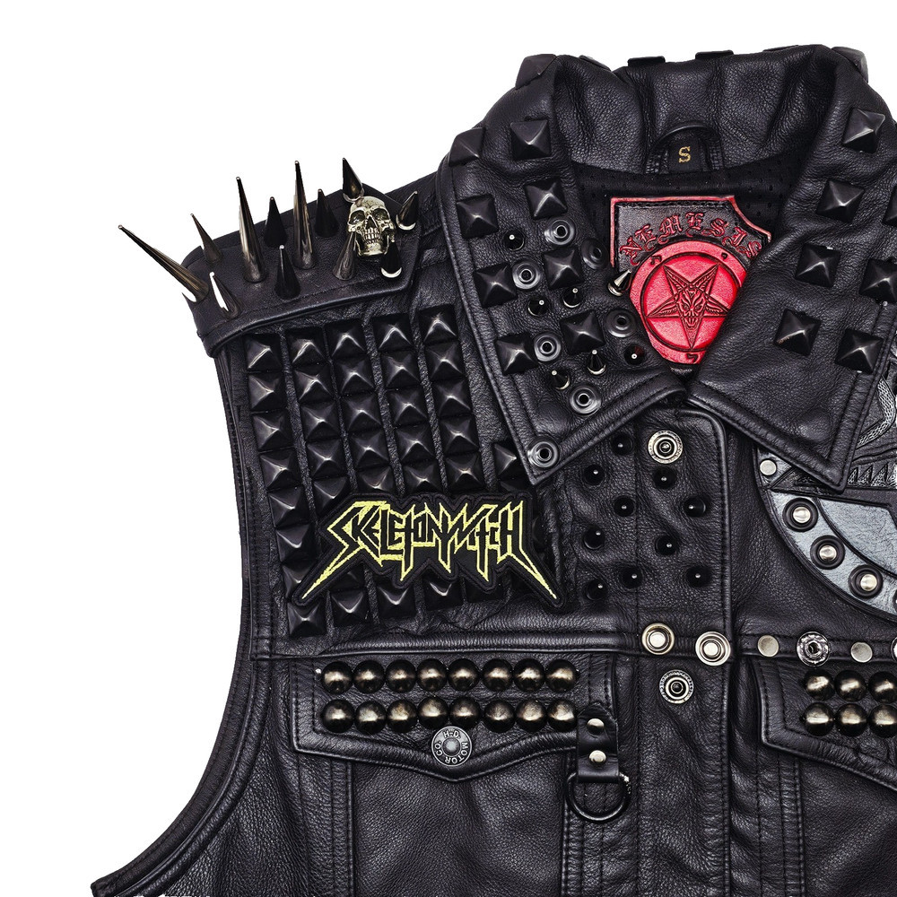 SKELETONWITCH YELLOW LOGO (shaped border) EMBROIDERED PATCH