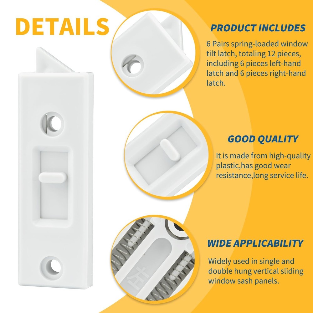 12 Pcs Window Latch Locks Spring Loaded Window Tilt Latch Replacement Part by...