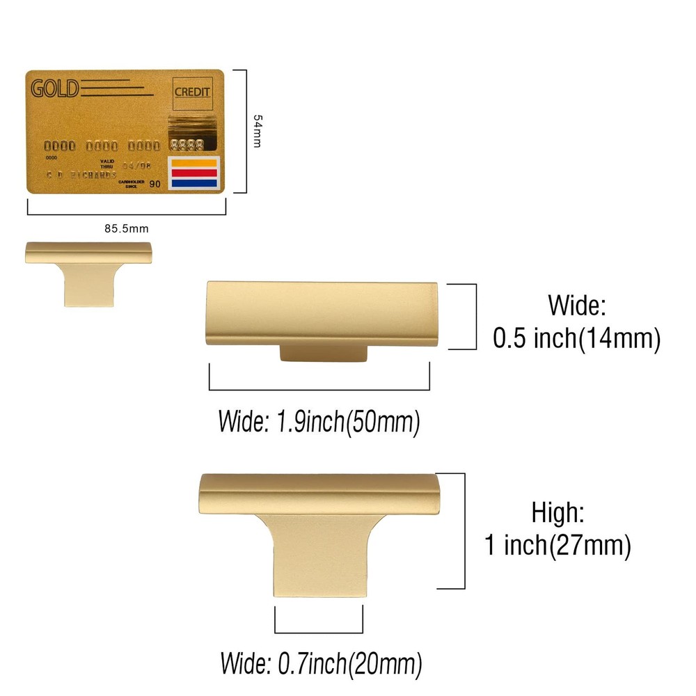 10 Pack Brushed Gold Cabinet Knobs 2 Inch (50MM) Single Hole Cabinet Pulls Ki...