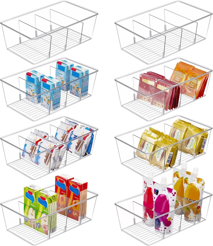 8-Piece Food Storage Container Set, Clear Plastic Storage Containers