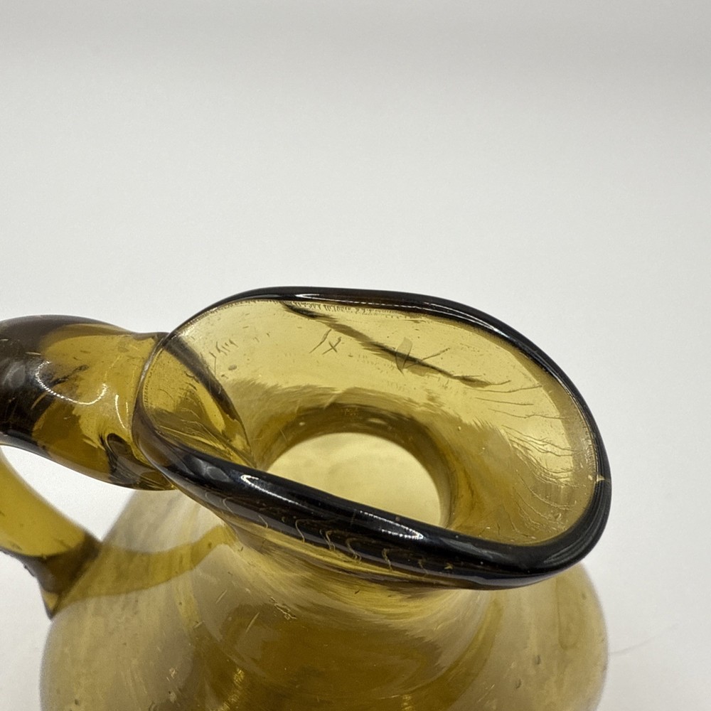 Small Amber Hand Blown Pitcher