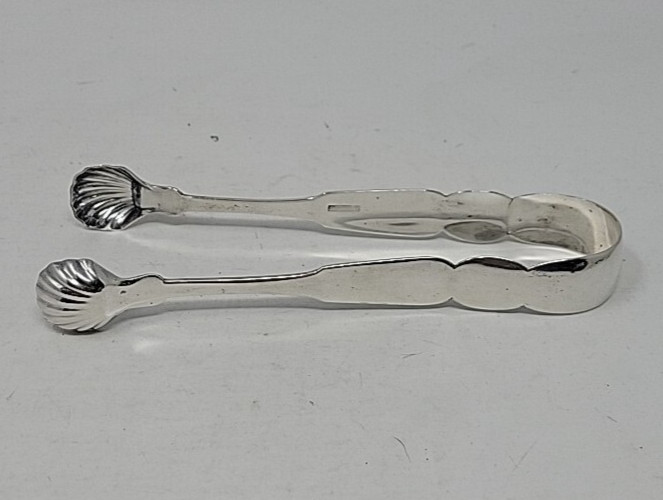 American Coin Silver Stoddard Sugar Tongs 1818-1847 New York, NY  Shell Shaped