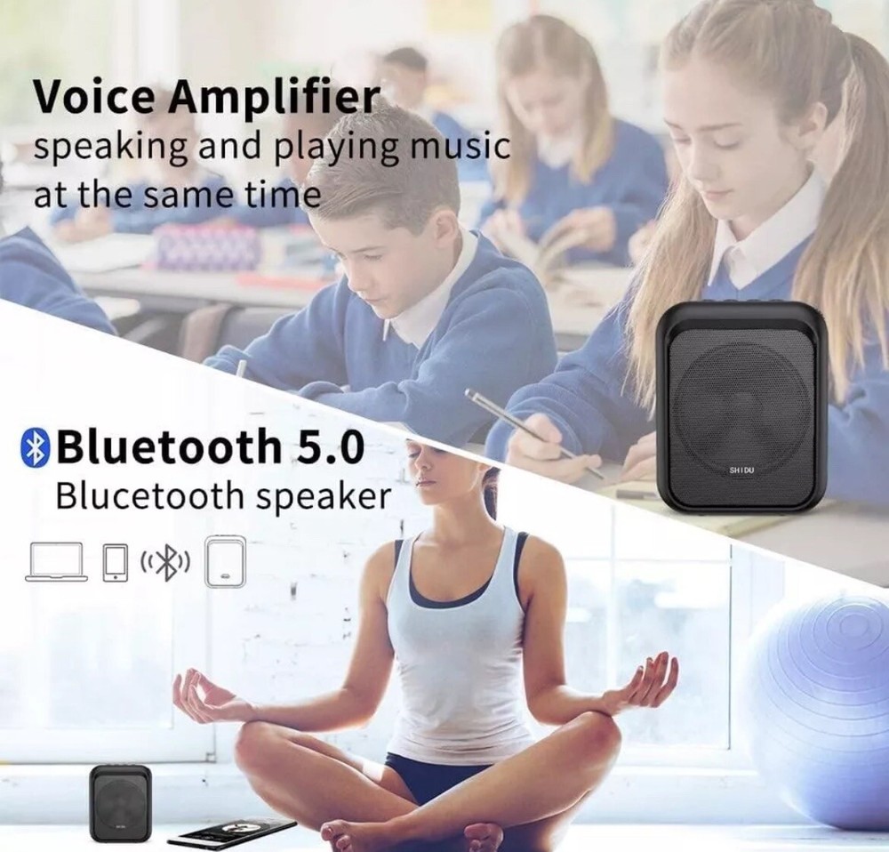 SHIDU Voice Amplifier Portable Bluetooth Speaker Wireless Microphone Tours +
