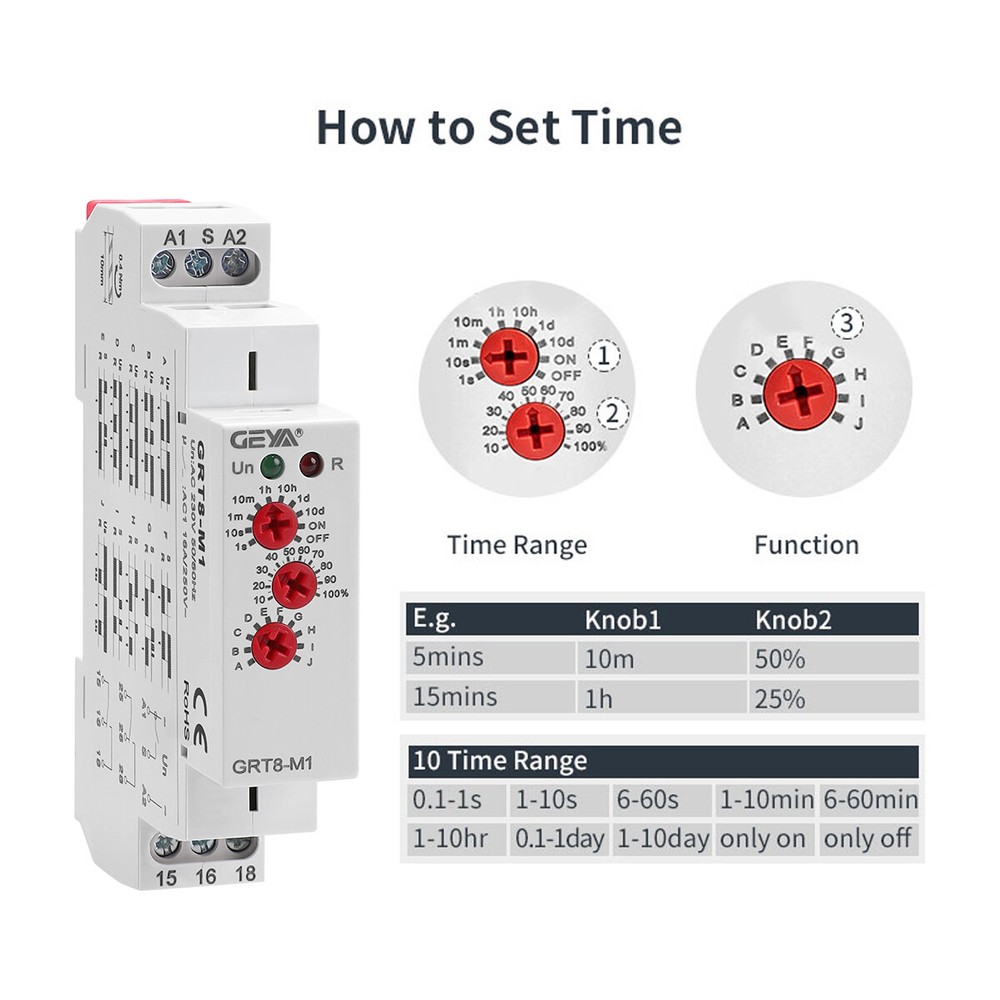 GEYA MultifunctionTimer Relay switch 10 Funcitons Time 16A Relay AC/DC12V-240V