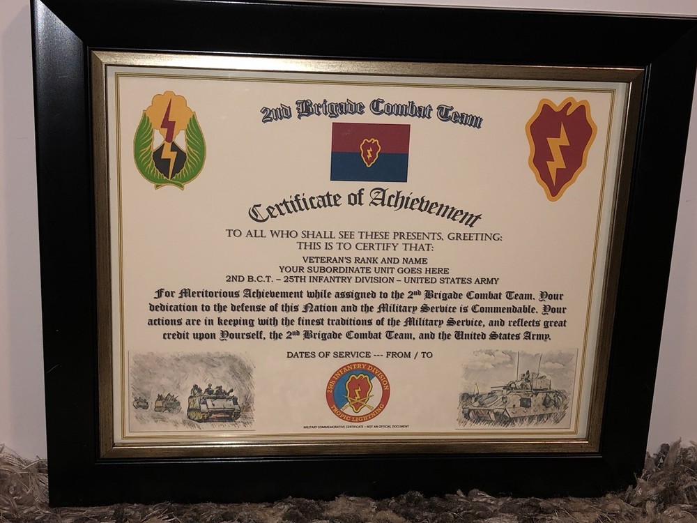 2ND B.C.T. / 25TH INFANTRY DIVISION (COMMEMORATIVE CERTIFICATE)