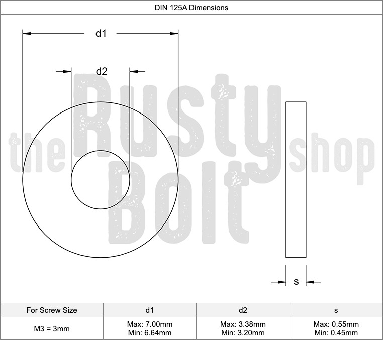 M3 - Flat Washers, Steel, Black Oxide