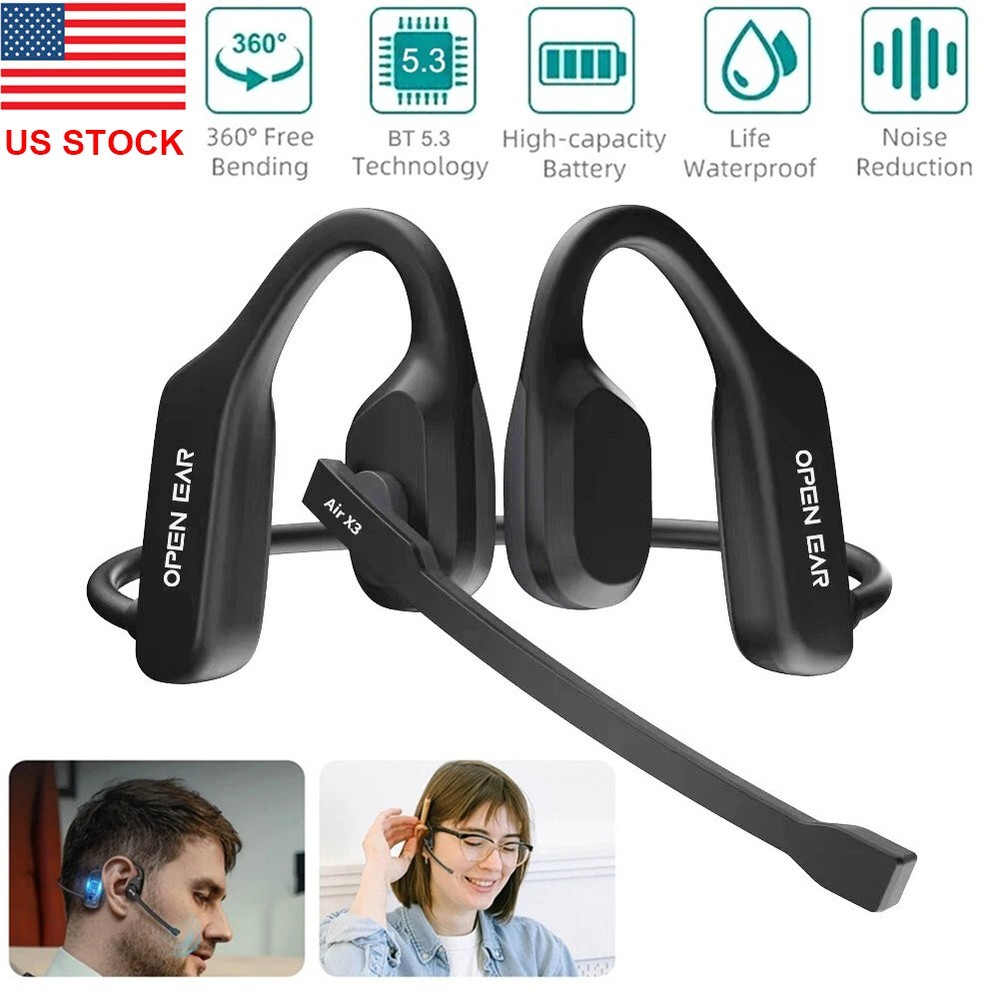 Trucker Bluetooth Headset Open Ear Wireless 5.3 with Noise Cancelling Mic