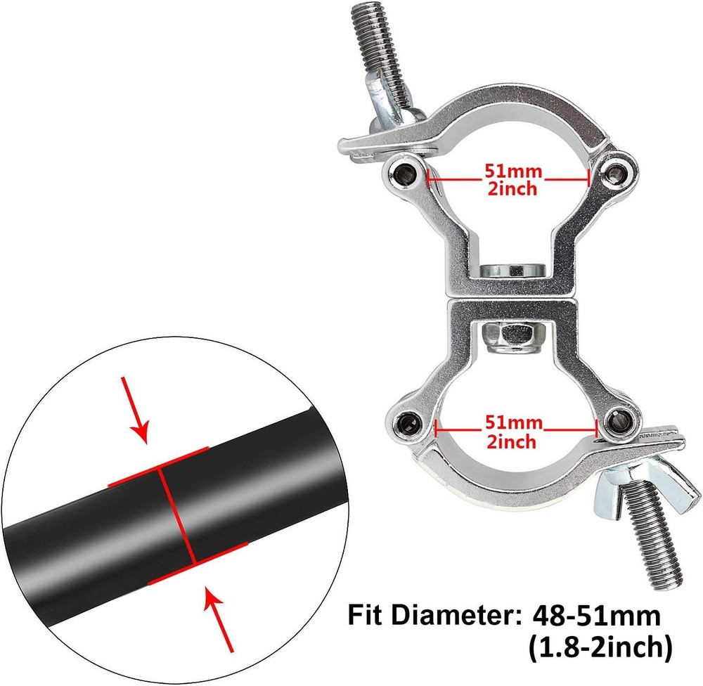 4 Pack 2" Swivel Lighting Truss Clamp,Double DJ Light Coupler Silver