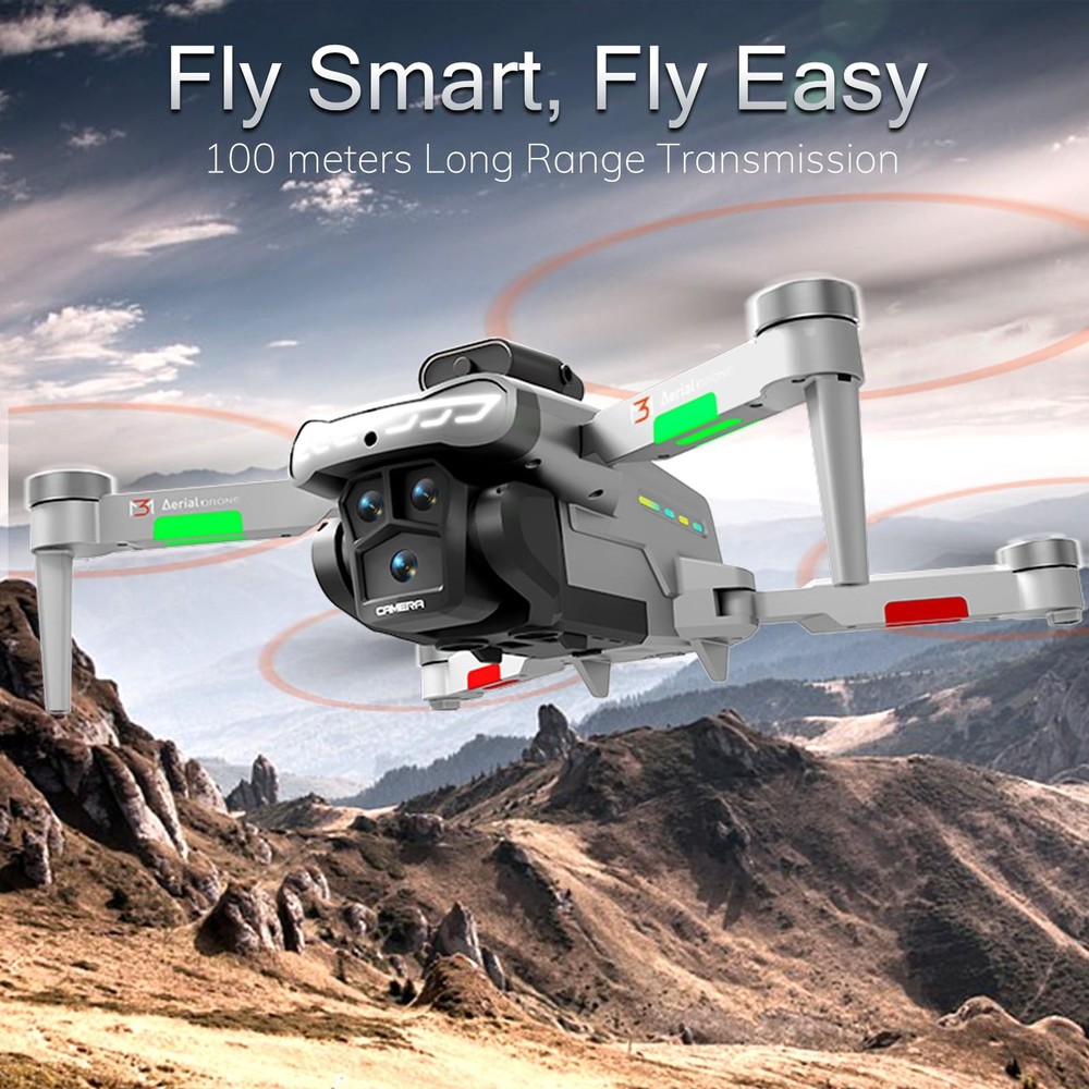 Drone with Camera for Adults 4K, RC Drones LCD Screen silvery