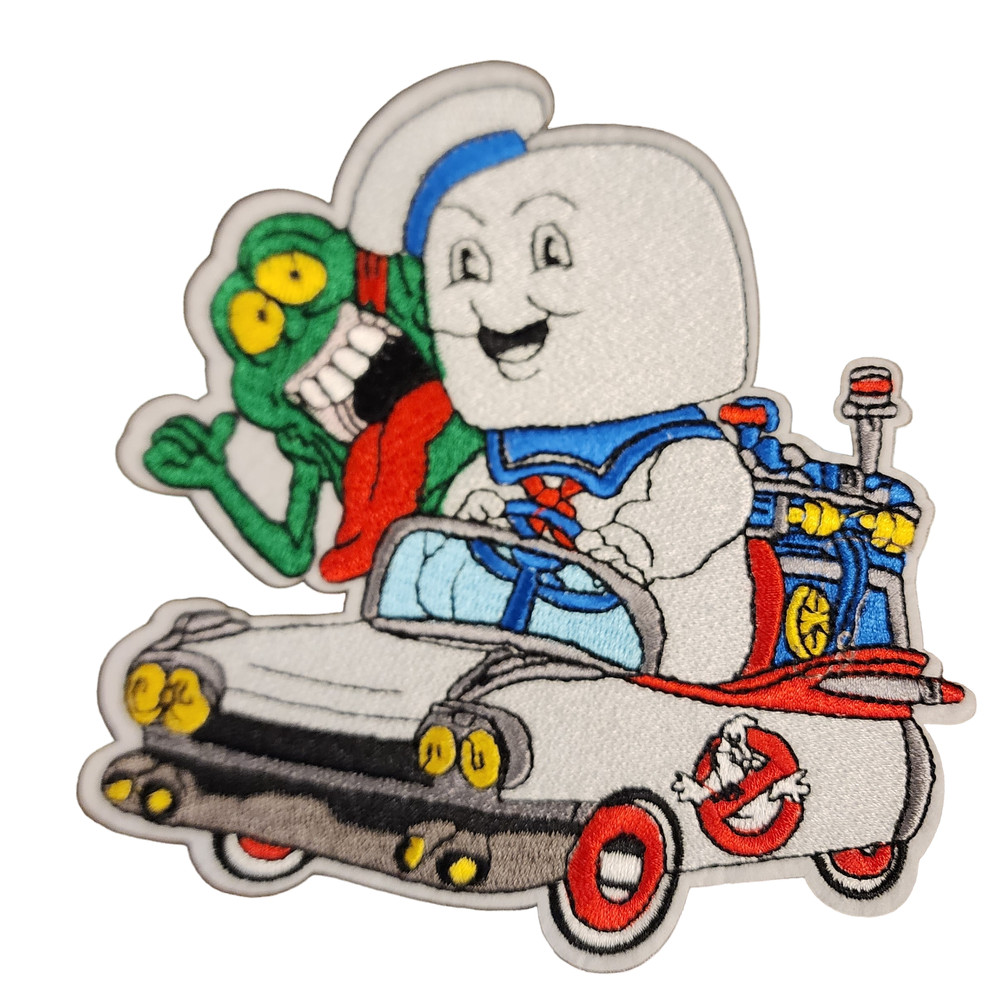 Iron On Embroidered Patch Featuring Stay Puft & Slimer Pop Culture Classics