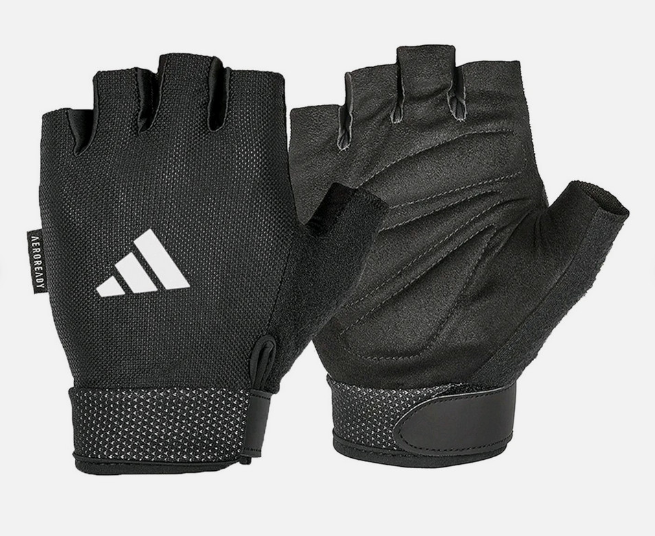 Adidas Small Essential Adjustable Fingerless Workout Gloves - Black White