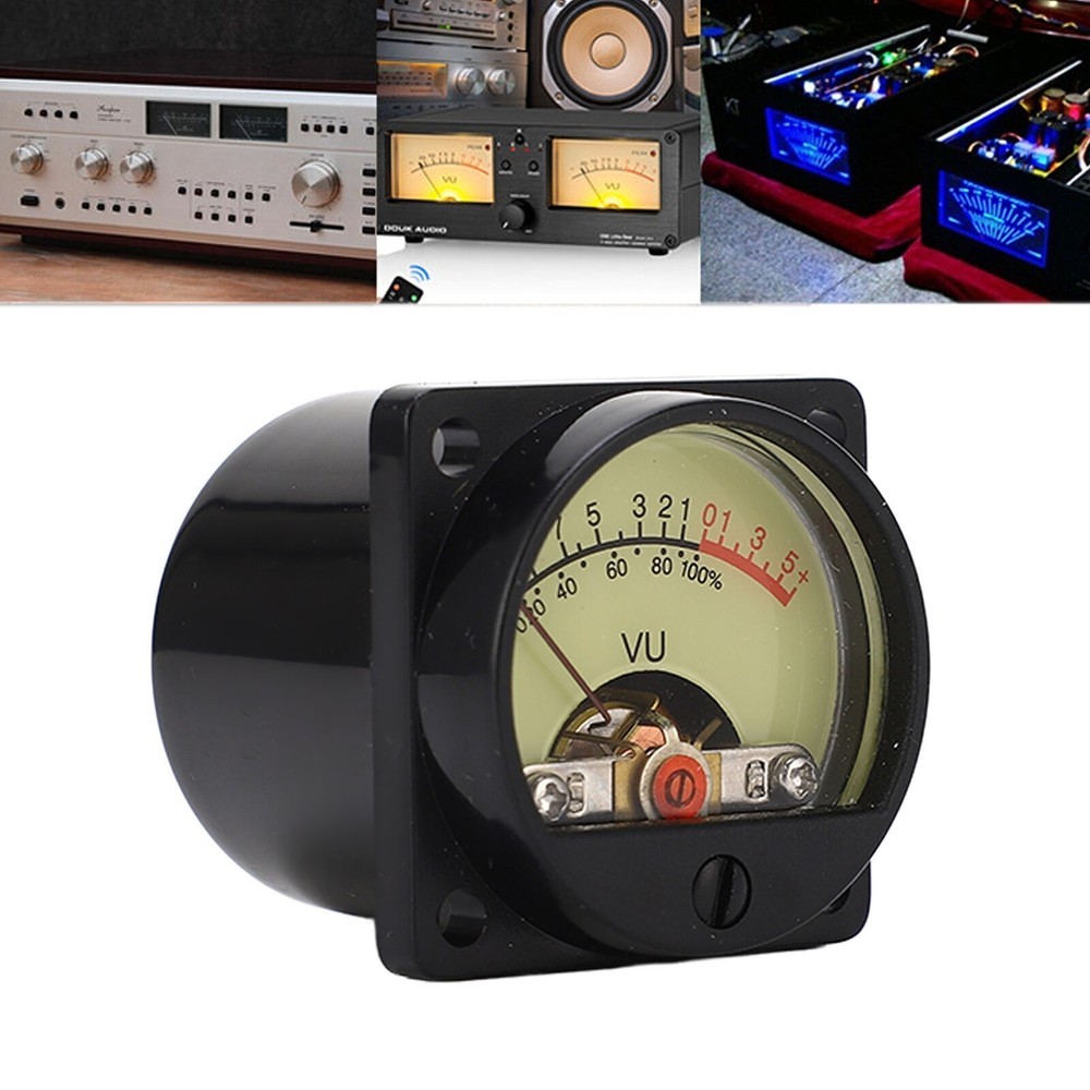 VU Meter High Accuracy Yellow Pointer Dial White LED Backlit Amplifier Panel VU
